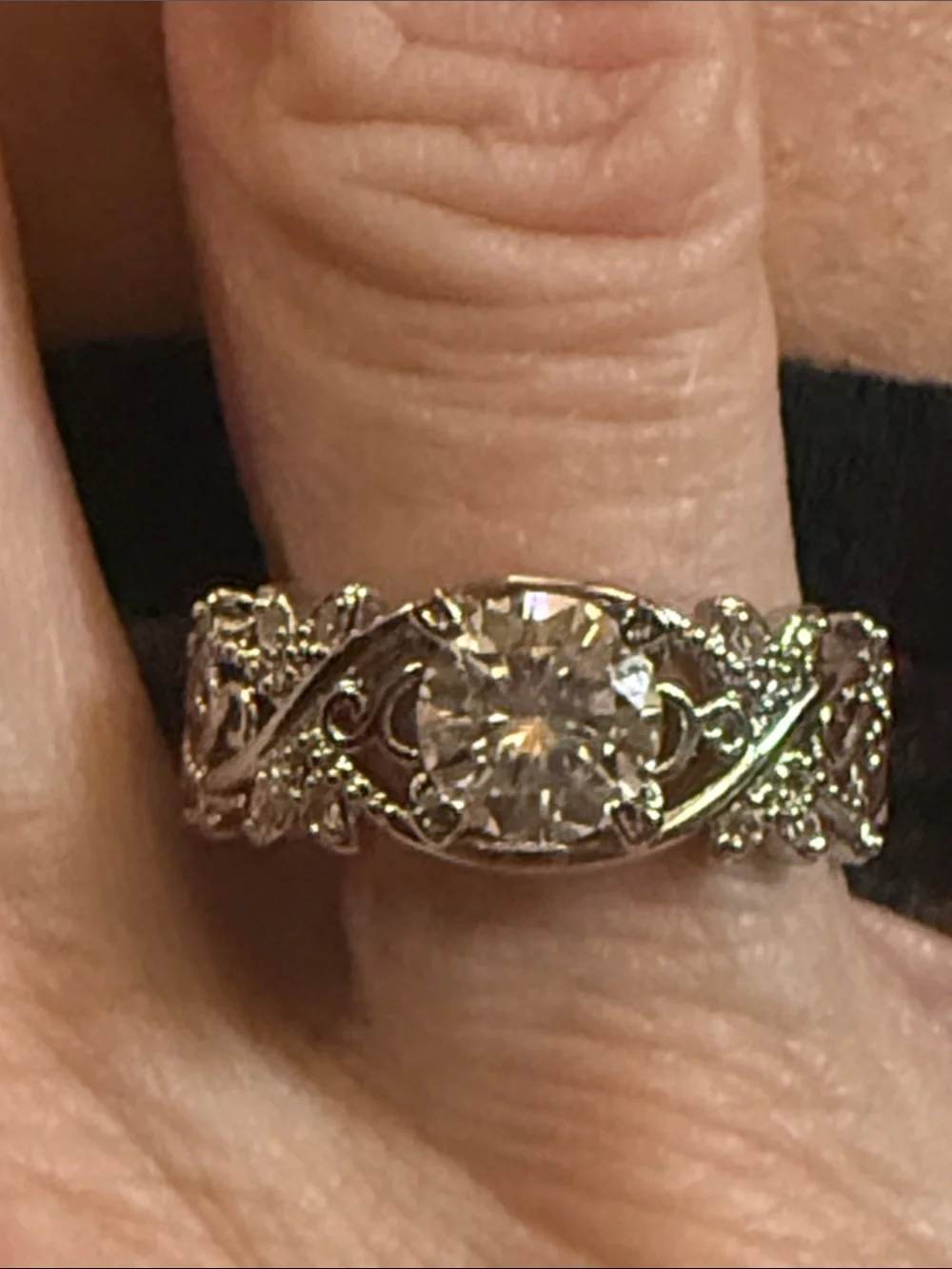 GRA CERTIFIED MOISSANITE DIAMOND 1CT silver baked Filigree Engagement Ring